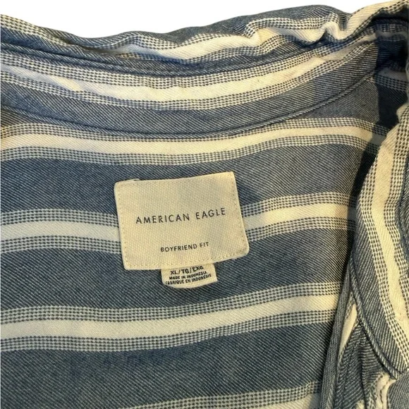 American Eagle Outfitters Navy and White Striped Shirt - Picture 2 of 2